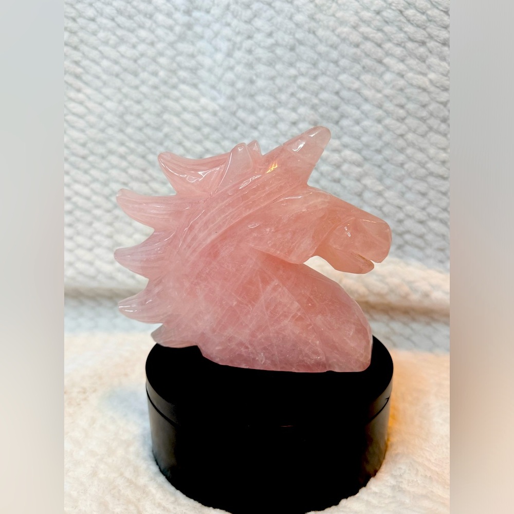 Large Pink Rose Quartz Unicorn Crystal Carving 700 Grams!